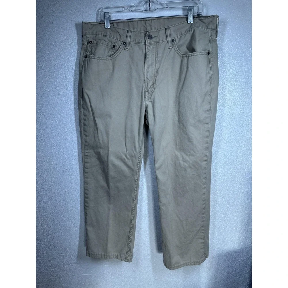 Levis 514 Jeans Mens 36x30 Khaki Tan Twill Straight Leg Low Rise Zip Fly‎ Casual